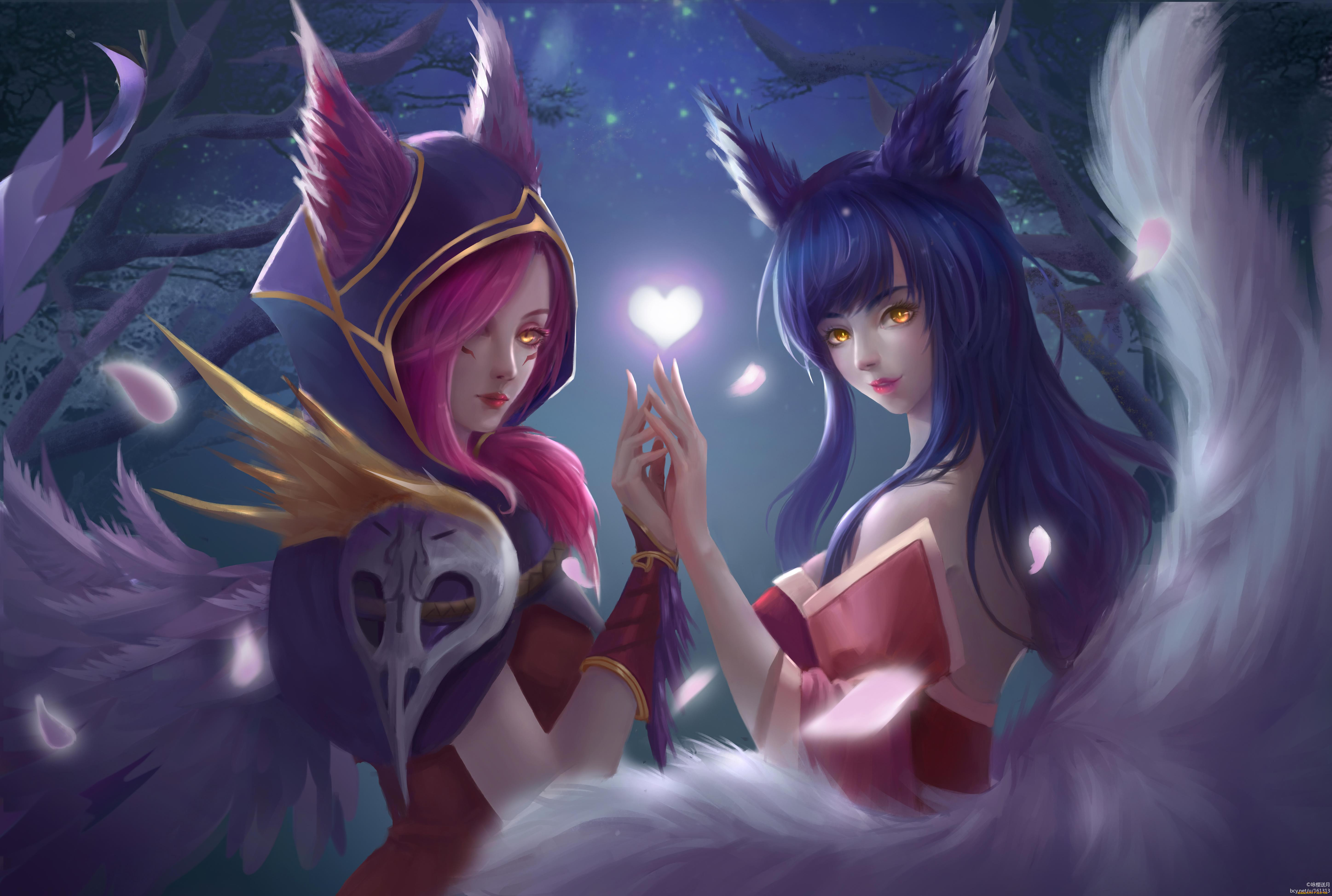  , league of legends, xayah, ahri